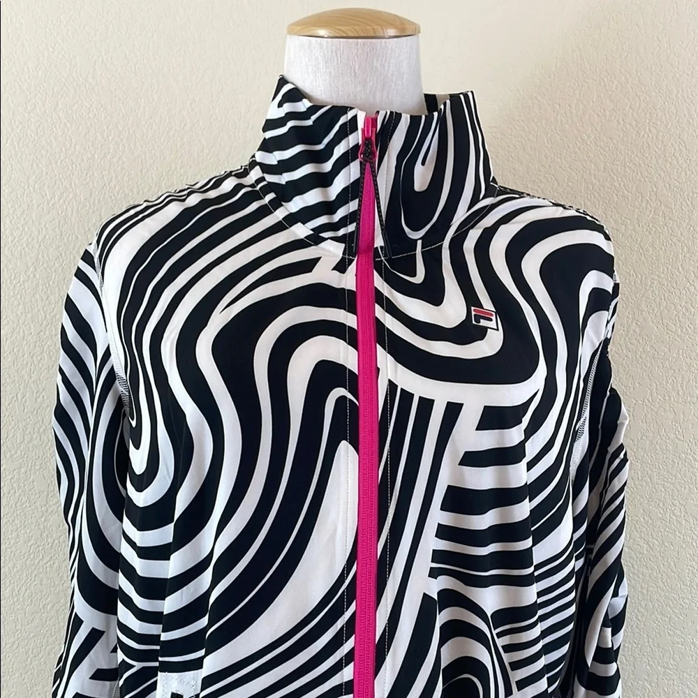 Fila Black‎ and White Swirl Jacket with Pink Accents Medium